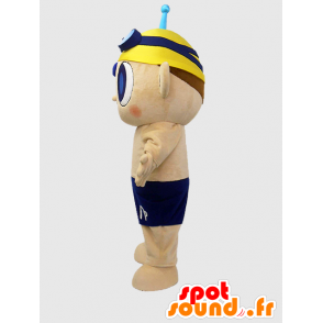 Nisupo mascot, blue and yellow boy with a bathing cap - MASFR26374 - Yuru-Chara Japanese mascots