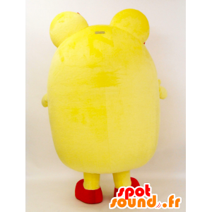 Maskot Akita, žlutý a bílý medvídek, velmi žoviální - MASFR26376 - Yuru-Chara japonské Maskoti
