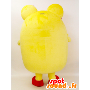 Mascotte d'Akita, nounours jaune et blanc, très jovial - MASFR26376 - Mascottes Yuru-Chara Japonaises