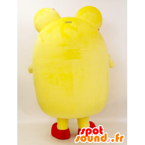 Mascot Akita, gele en witte teddybeer, heel joviaal - MASFR26376 - Yuru-Chara Japanse Mascottes