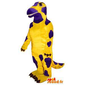 Gul och lila salamandermaskot. Leguan kostym - Spotsound maskot