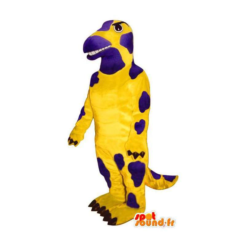Gul och lila salamandermaskot. Leguan kostym - Spotsound maskot