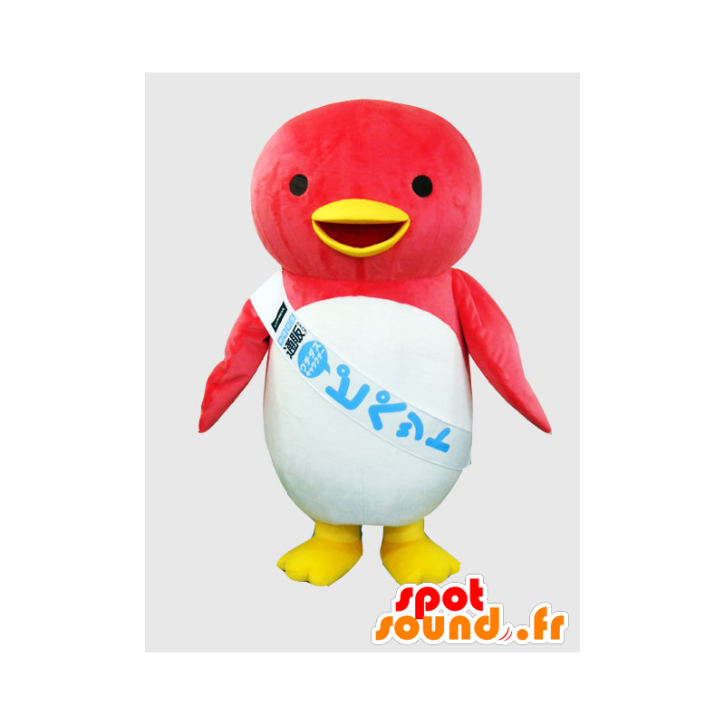 Mascotte de Pipette, de pingouin, de manchot rouge et blanc - MASFR26378 - Mascottes Yuru-Chara Japonaises