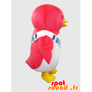 Mascotte de Pipette, de pingouin, de manchot rouge et blanc - MASFR26378 - Mascottes Yuru-Chara Japonaises