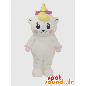 Pudink-chan maskot, růžová a bílá kočka Akita - MASFR26380 - Yuru-Chara japonské Maskoti