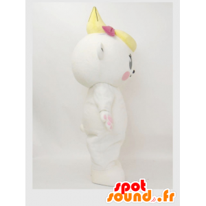 Pudink-chan maskot, růžová a bílá kočka Akita - MASFR26380 - Yuru-Chara japonské Maskoti