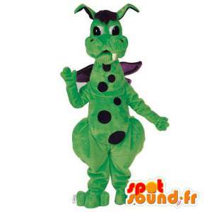 Mascot de guisantes dragón verde y morado - Personalizable vestuario - MASFR006923 - Mascota del dragón
