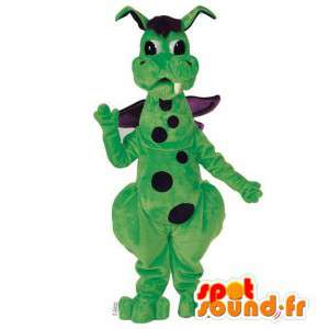 Mascotte de dragon vert et violet à pois - Costume personnalisable - MASFR006923 - Mascotte de dragon