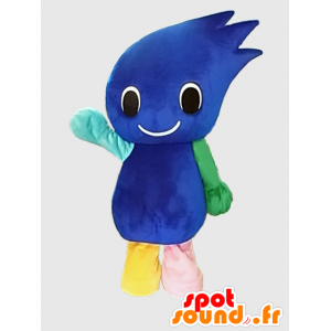 Mascotte de Ricky, bonhomme bleu et vert en forme de flamme - MASFR26385 - Mascottes Yuru-Chara Japonaises