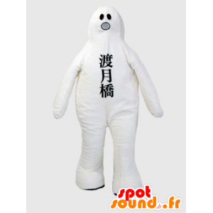 Bílý duch maskot, bílé monstrum s taškou - MASFR26387 - Yuru-Chara japonské Maskoti