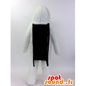 Hvid spøgelsesmaskot, hvidt monster med en skoletaske -
