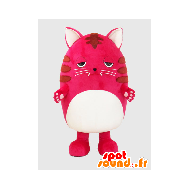 Nyan maskota, velký růžový kočka, obří a rozmrzelý - MASFR26388 - Yuru-Chara japonské Maskoti