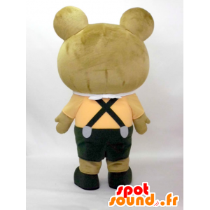 Mascotte de NikuTaro, nounours jaune marron et blanc - MASFR26391 - Mascottes Yuru-Chara Japonaises