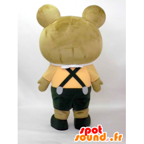 NikuTaro mascot, brown and white teddy yellow - MASFR26391 - Yuru-Chara Japanese mascots