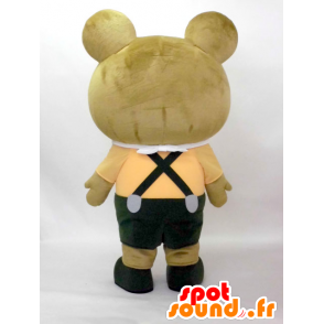 Mascot NikuTaro, bruine en witte teddybeer geel - MASFR26391 - Yuru-Chara Japanse Mascottes