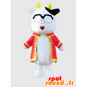 Mascot Hiroshi Arakawa, cow dressed in a red tunic - MASFR26392 - Yuru-Chara Japanese mascots