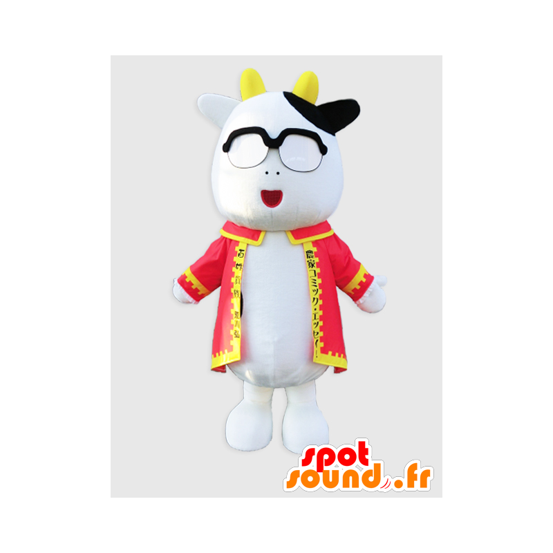 Mascot Hiroshi Arakawa, cow dressed in a red tunic - MASFR26392 - Yuru-Chara Japanese mascots