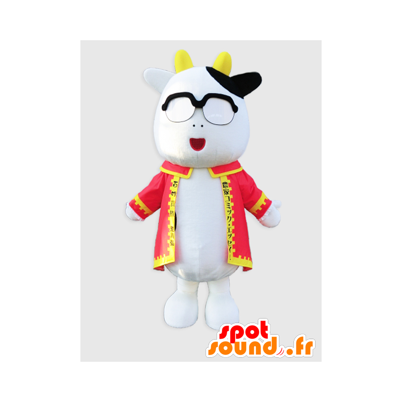 Mascot Hiroshi Arakawa, vaca vestida con una túnica roja - MASFR26392 - Yuru-Chara mascotas japonesas