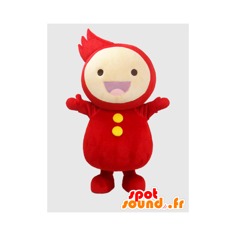 Maskotti mies punainen, keltainen ja valkoinen, hyvin hymyilevä - MASFR26394 - Mascottes Yuru-Chara Japonaises