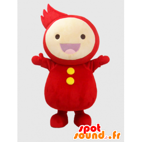 Mascotte de bonhomme rouge, jaune et blanc, très souriant - MASFR26394 - Mascottes Yuru-Chara Japonaises