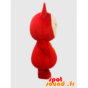 L'uomo mascotte rosso, giallo e bianco, molto sorridente - MASFR26394 - Yuru-Chara mascotte giapponese