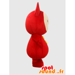 Mascot mann rød, gul og hvit, veldig smilende - MASFR26394 - Yuru-Chara japanske Mascots