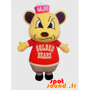 Mascotte d'ours marron avec un chapeau rouge - MASFR26395 - Mascottes Yuru-Chara Japonaises