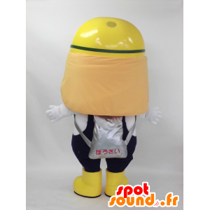 Mascotte de Hitomachi Bouta, bonhomme blanc avec un casque jaune - MASFR26396 - Mascottes Yuru-Chara Japonaises