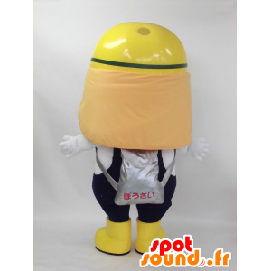 Homem branco Mascot Hitomachi Bouta com um capacete amarelo - MASFR26396 - Yuru-Chara Mascotes japoneses