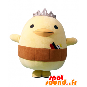 Mascot Barysan, gele vogel, met een kroon - MASFR26397 - Yuru-Chara Japanse Mascottes