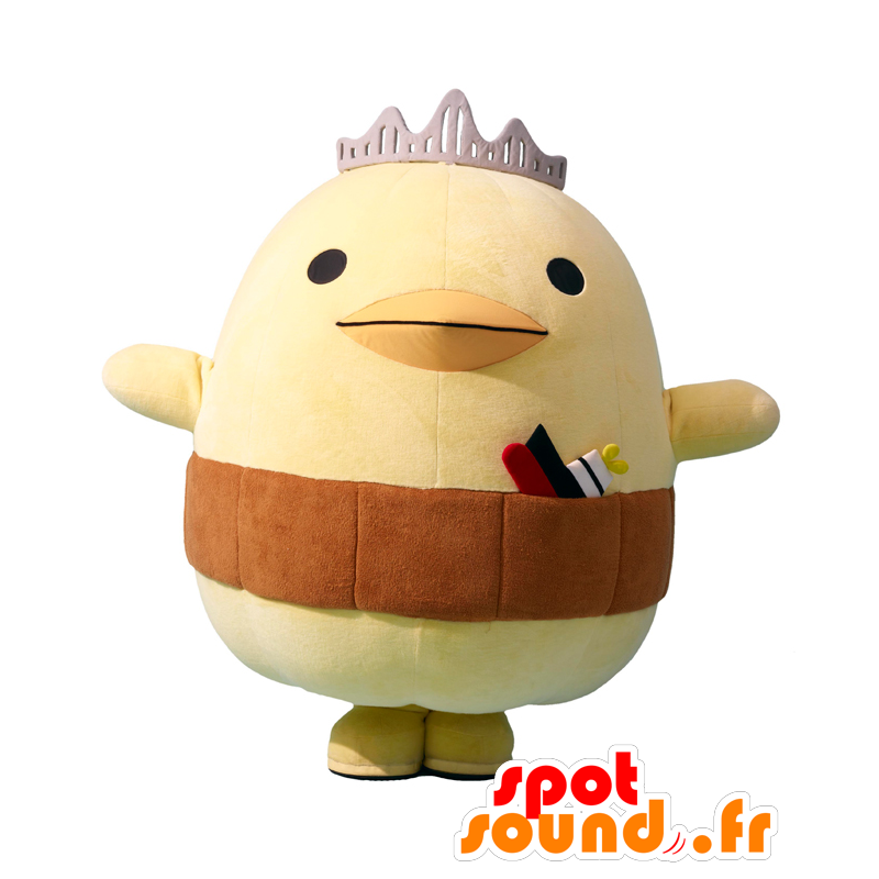 Mascot Barysan, gul fugl, med en krone - MASFR26397 - Yuru-Chara japanske Mascots