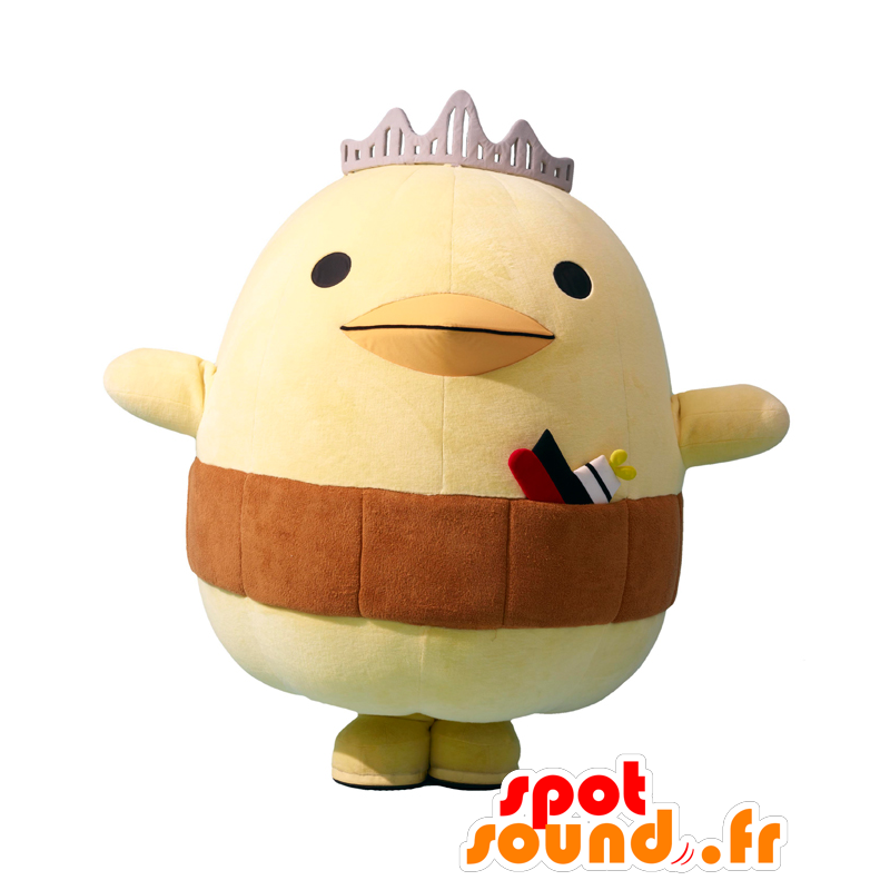Mascot Barysan, keltainen lintu, kruunu - MASFR26397 - Mascottes Yuru-Chara Japonaises