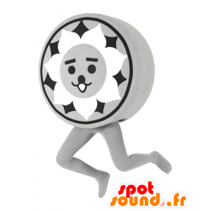 Grå maskot, hvit, svart og rund, Poker Chip - MASFR26398 - Yuru-Chara japanske Mascots