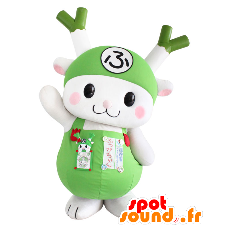 Mascotte de Kachan, lapin blanc, avec des légumes sur la tête - MASFR26400 - Mascottes Yuru-Chara Japonaises