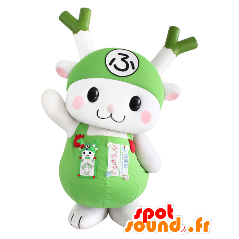 Mascot Kachan, hvit kanin med grønnsaker på hodet - MASFR26400 - Yuru-Chara japanske Mascots