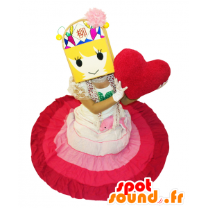 JongBiwa μασκότ ντυμένος σαν πριγκίπισσα γίγαντας διακριτικό - MASFR26401 - Yuru-Χαρά ιαπωνική Μασκότ