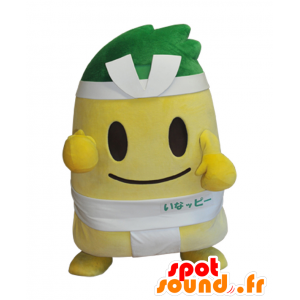 Mascot Ina PPi, gran hombre amarillo, sumo, con un engobe blanco - MASFR26403 - Yuru-Chara mascotas japonesas
