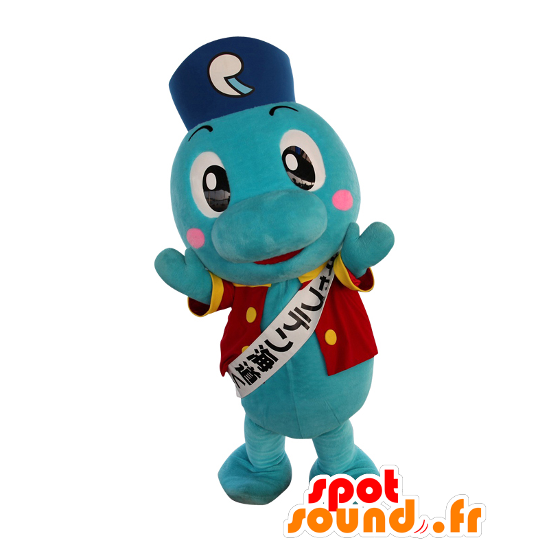 Kapten Kaido-kun maskot, blå delfin - Spotsound maskot