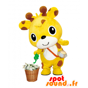 IshikiRin maskot, gul och brun giraff, vacker och rolig -
