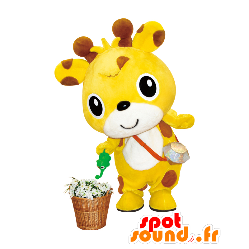 Mascotte d'IshikiRin, girafe jaune et marron, belle et amusante - MASFR26406 - Mascottes Yuru-Chara Japonaises