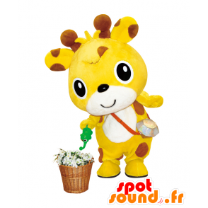 IshikiRin maskot, gul och brun giraff, vacker och rolig -