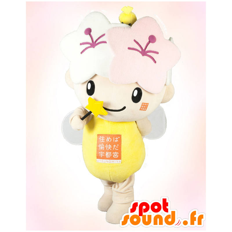 Miyari mascot, yellow bee and beautiful white - MASFR26407 - Yuru-Chara Japanese mascots