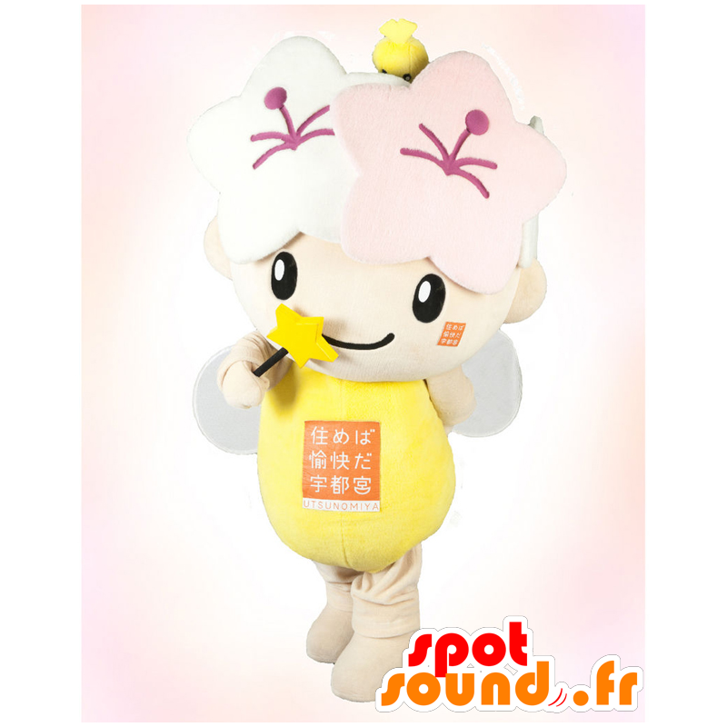 Mascot Miyari, gele bij en de mooie witte - MASFR26407 - Yuru-Chara Japanse Mascottes