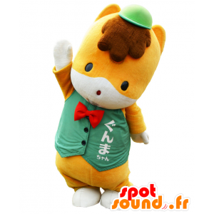 Mascotte Gunma-Chan, orange and white fox, with a cap - MASFR26408 - Yuru-Chara Japanese mascots