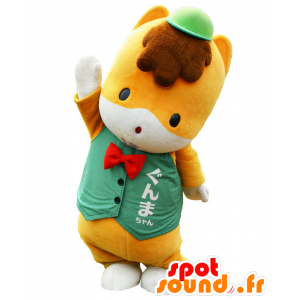 Mascot Gunma-Chan, oranje en witte vos, met een pet - MASFR26408 - Yuru-Chara Japanse Mascottes