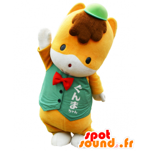 Mascotte de Gunma-Chan, renard orange et blanc, avec une casquette - MASFR26408 - Mascottes Yuru-Chara Japonaises