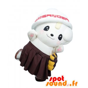 Mascotte de Sano en tenue marron, avec un bol sur la tête - MASFR26410 - Mascottes Yuru-Chara Japonaises