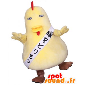 Torimochan maskot, stor gul hane, fyldig og sjov høne -