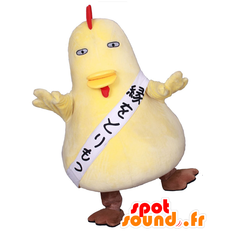 Torimochan mascotte, grande gallo giallo, paffuto pollo e divertente - MASFR26412 - Yuru-Chara mascotte giapponese