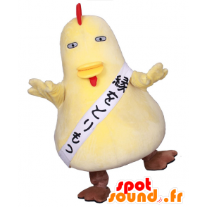 Mascotte de Torimochan, gros coq jaune, poule dodue et rigolote - MASFR26412 - Mascottes Yuru-Chara Japonaises